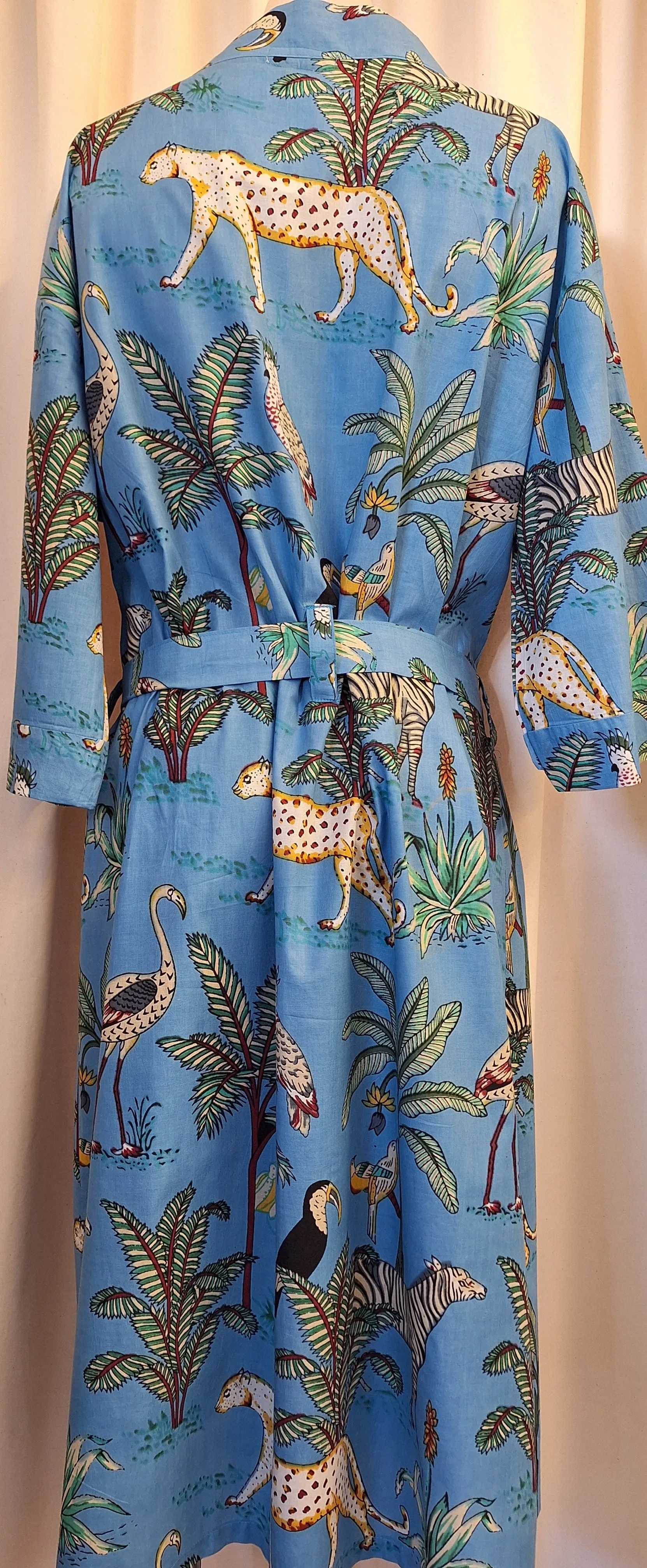 100% Cotton Robe - Jungle Print in Blue