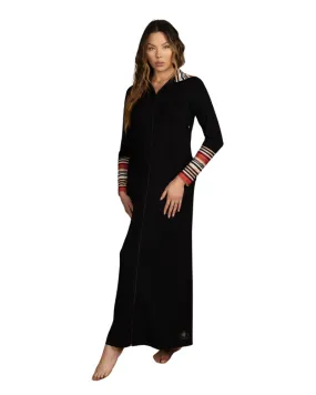 1117 Striped Trim Zippered Morning Robe