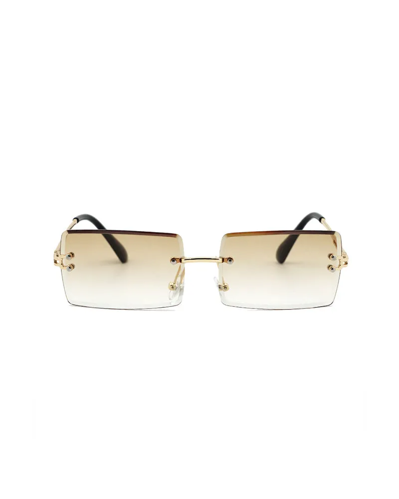 1Pair Rimless Rectangle Sunglasses