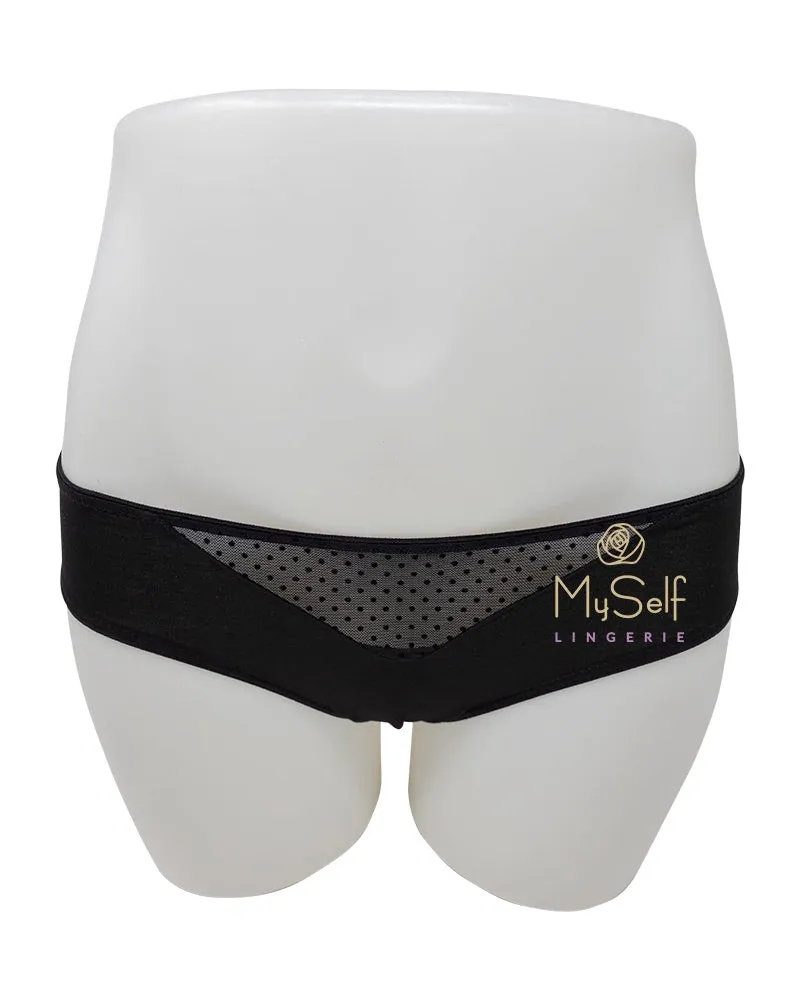 32200 Mesh Insert Organic Cotton Black Bikinis 3 Pk