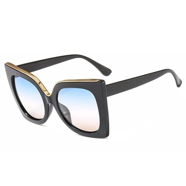 ASHORESHOP Overszie Black Cat Eye Women Sunglasses