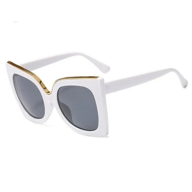 ASHORESHOP Overszie Black Cat Eye Women Sunglasses