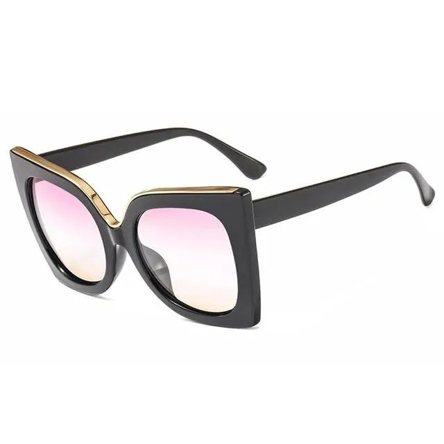 ASHORESHOP Overszie Black Cat Eye Women Sunglasses