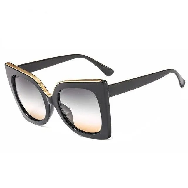 ASHORESHOP Overszie Black Cat Eye Women Sunglasses