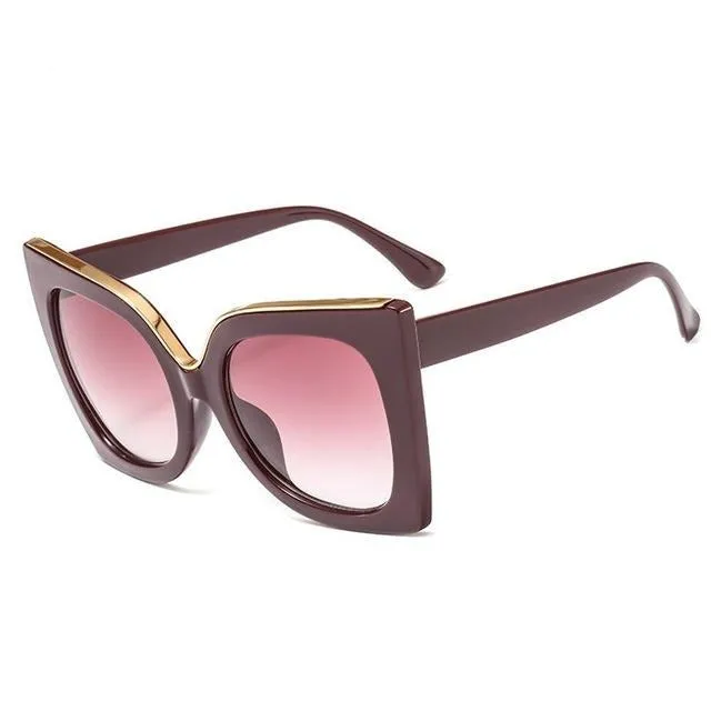 ASHORESHOP Overszie Black Cat Eye Women Sunglasses