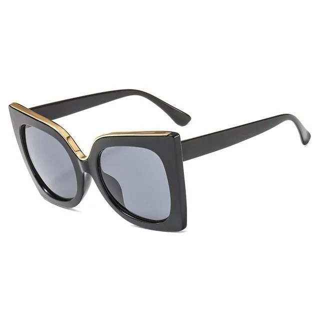 ASHORESHOP Overszie Black Cat Eye Women Sunglasses