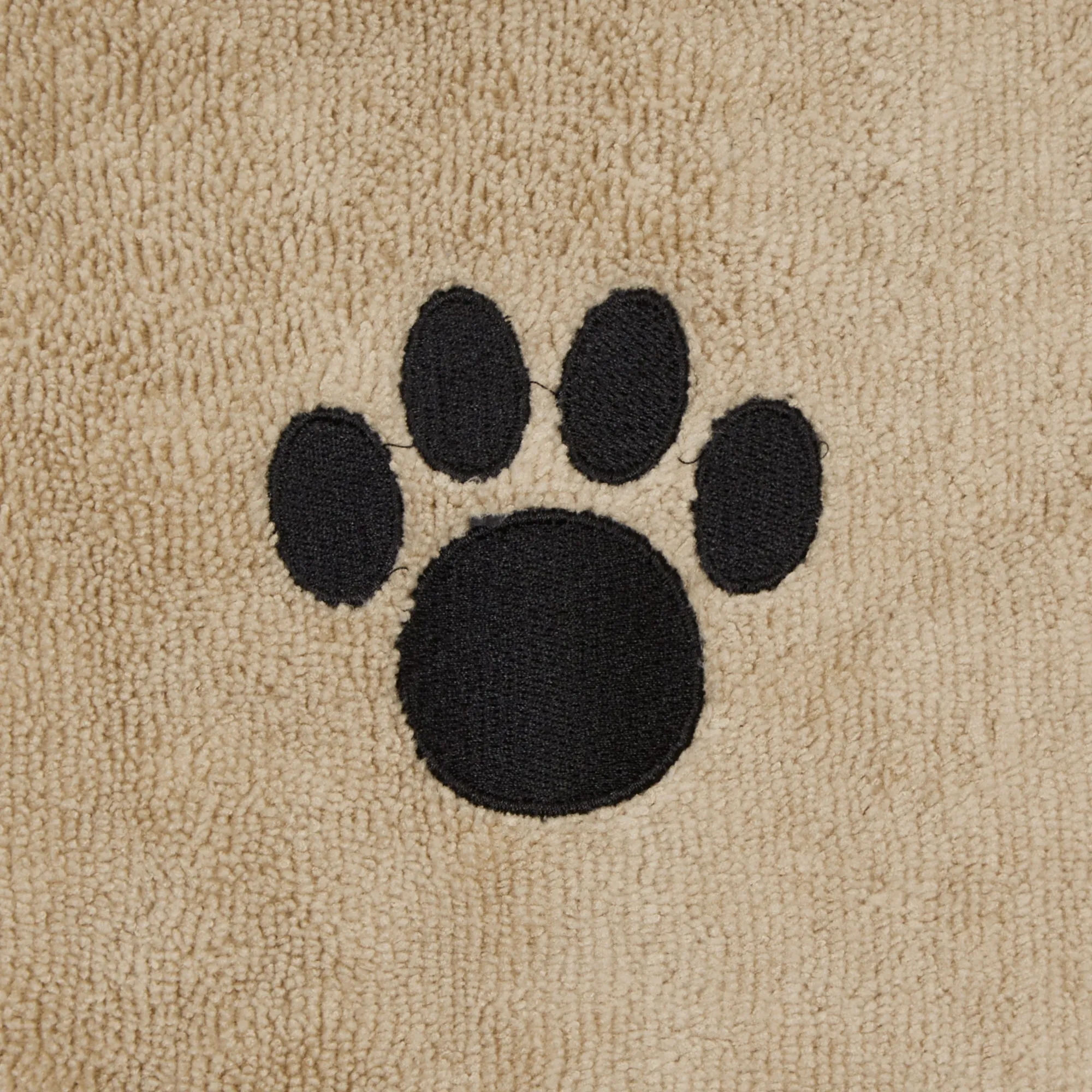 Bone Dry Terry Microfiber Pet Robe, Embroidered Paw Print - Taupe - X-Small, up to 10 Lbs