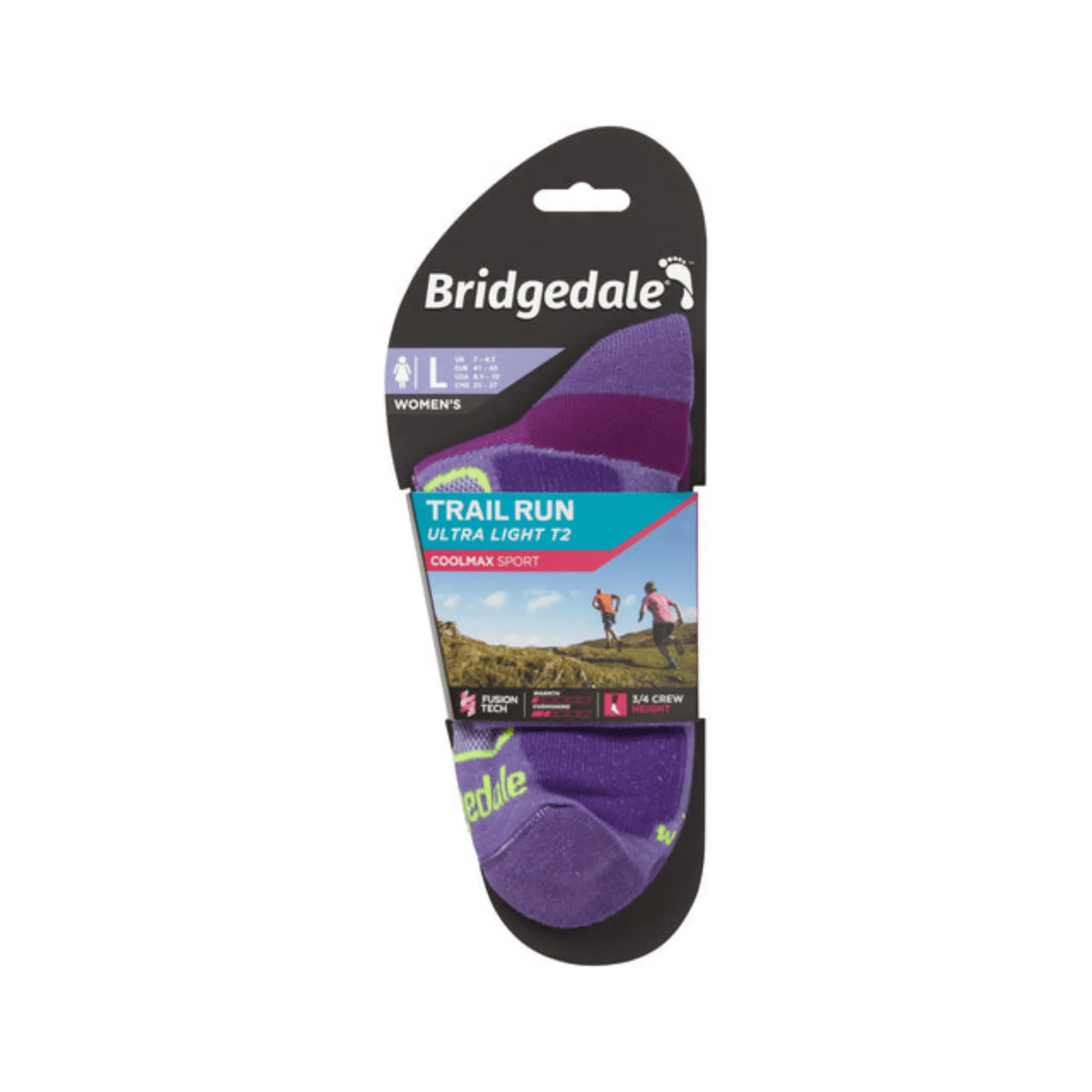 Bridgedale Socks Trail Run Ultra Light 3/4 Crew Coolmax WMS Purple