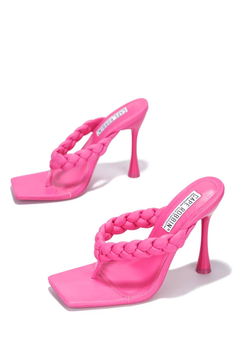 Cape Robbin TIBI Bright Pink Thong Flip Flop Mules High Heel Pumps Sandals