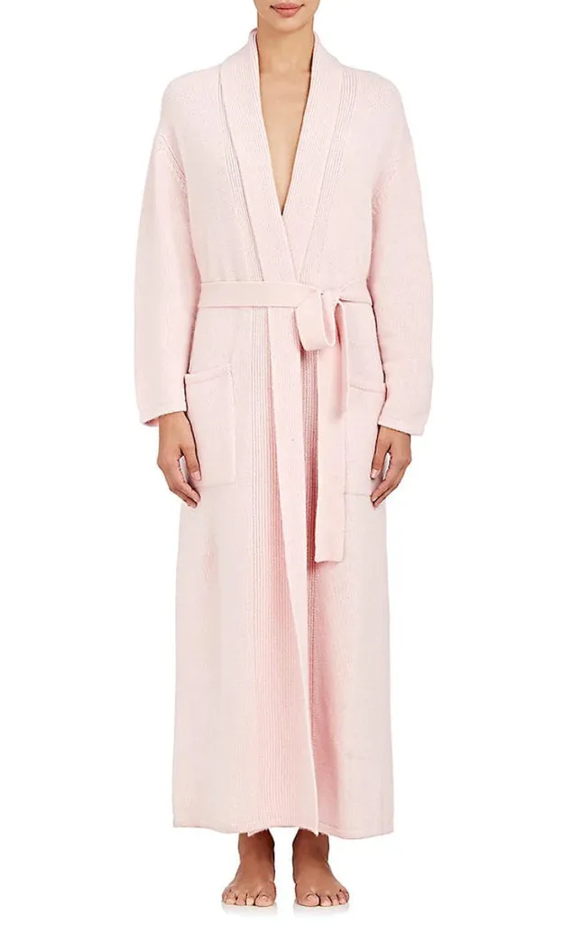 Cashmere Long Duster Robe in Mouline Pink