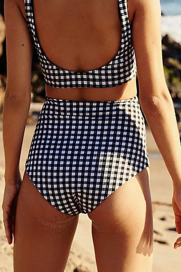 Check Pattern Classic High Waist Bikini