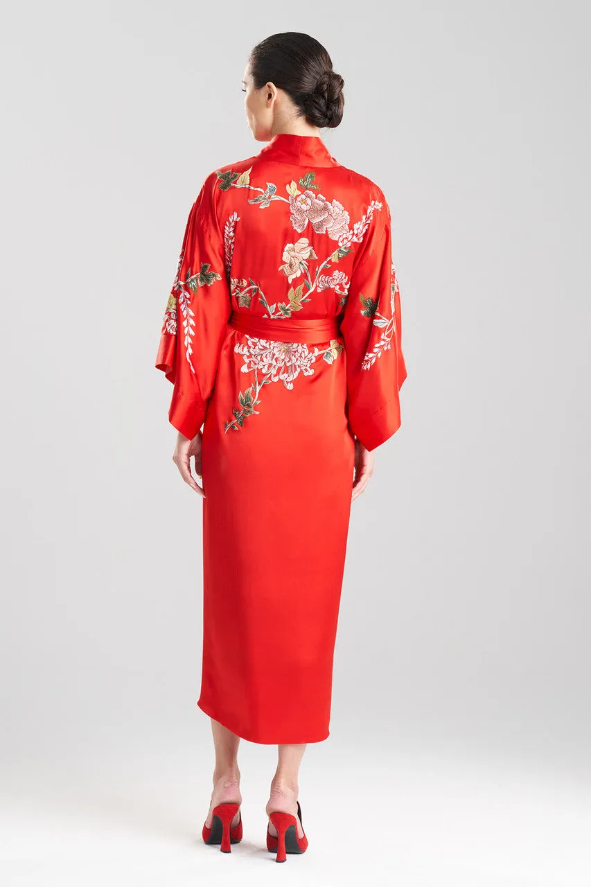 Couture Kairaku Garden Embroidered Long Silk Robe