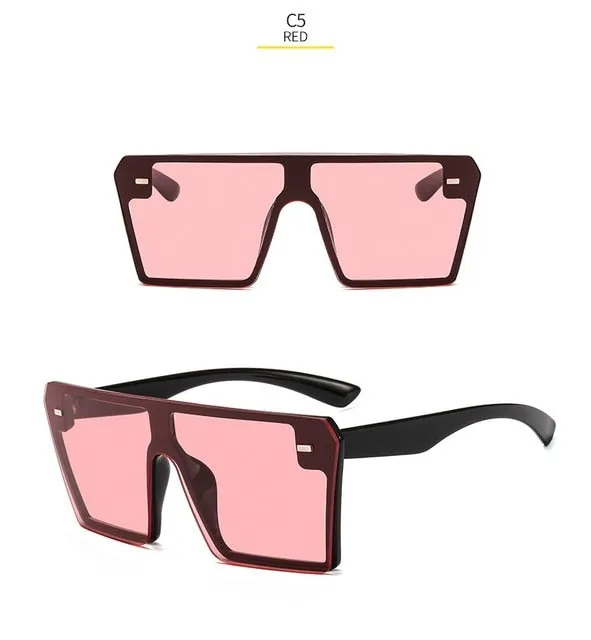 Designer Mirror UV400 Fashion Oversized Square Sunglass