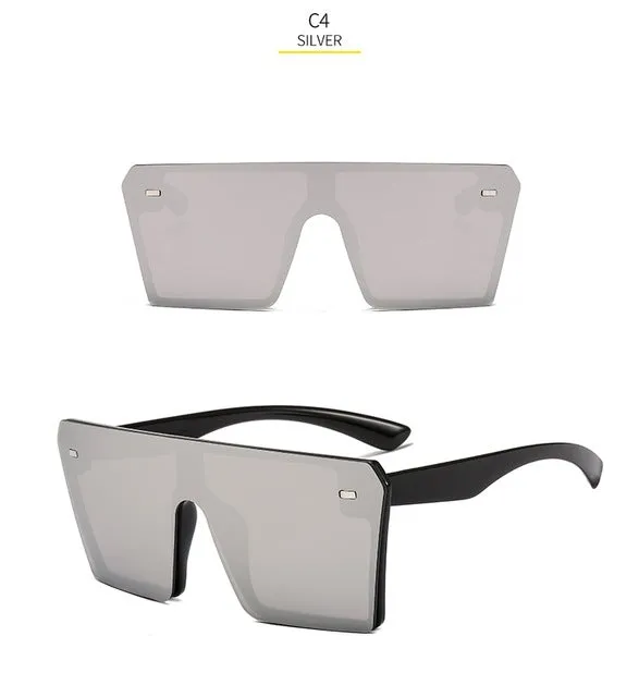Designer Mirror UV400 Fashion Oversized Square Sunglass