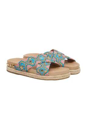 EMBELLISHED ESPADRILLE SLIDE NATURAL