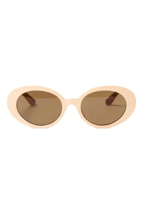 Faux Tortoiseshell Cream Oval Sunglasses