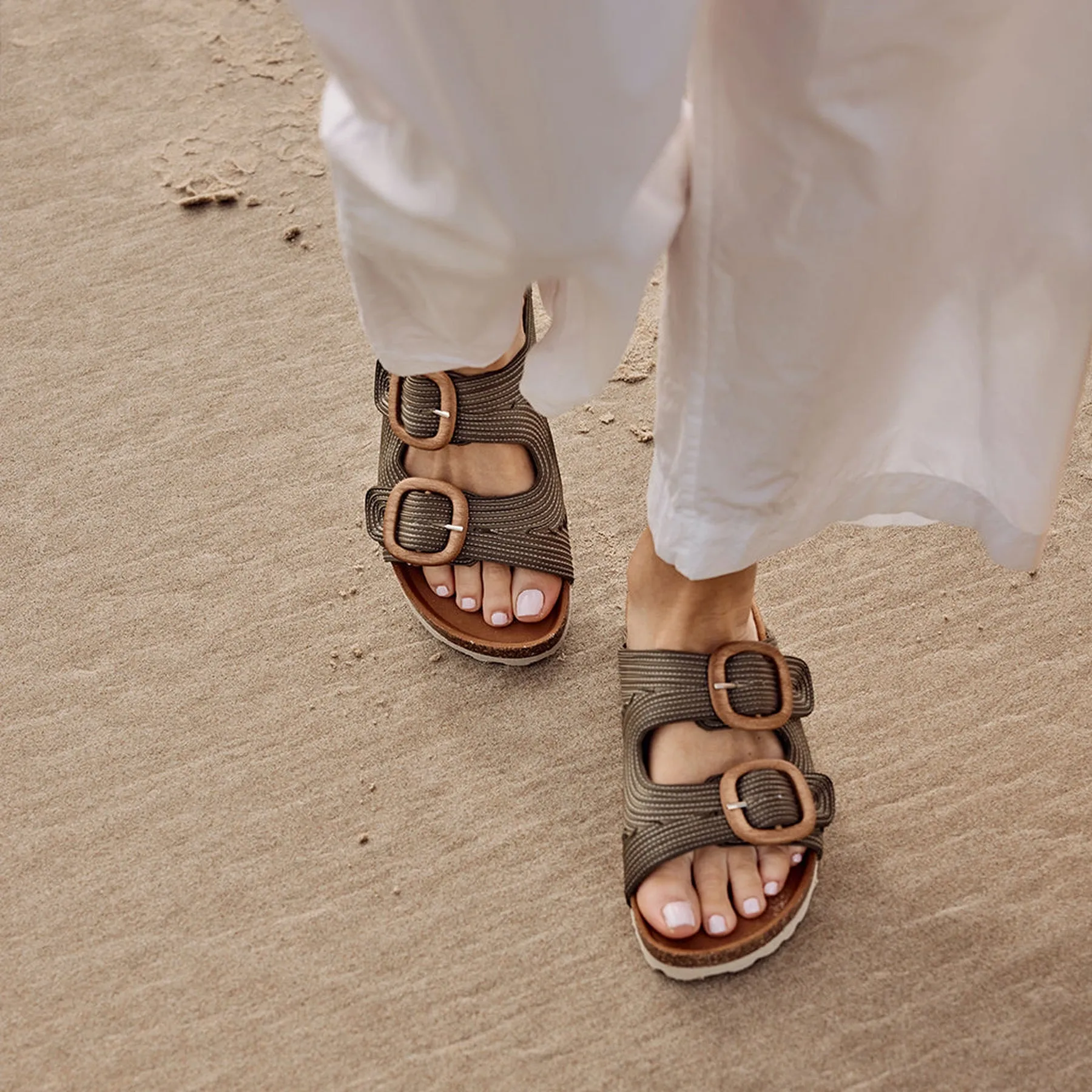 GIANA LEATHER SLIDE SANDALS