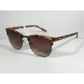 Guess Square Club Sunglasses Brown Wood Havana Frame Brown Gradient Lens GF0170 49F