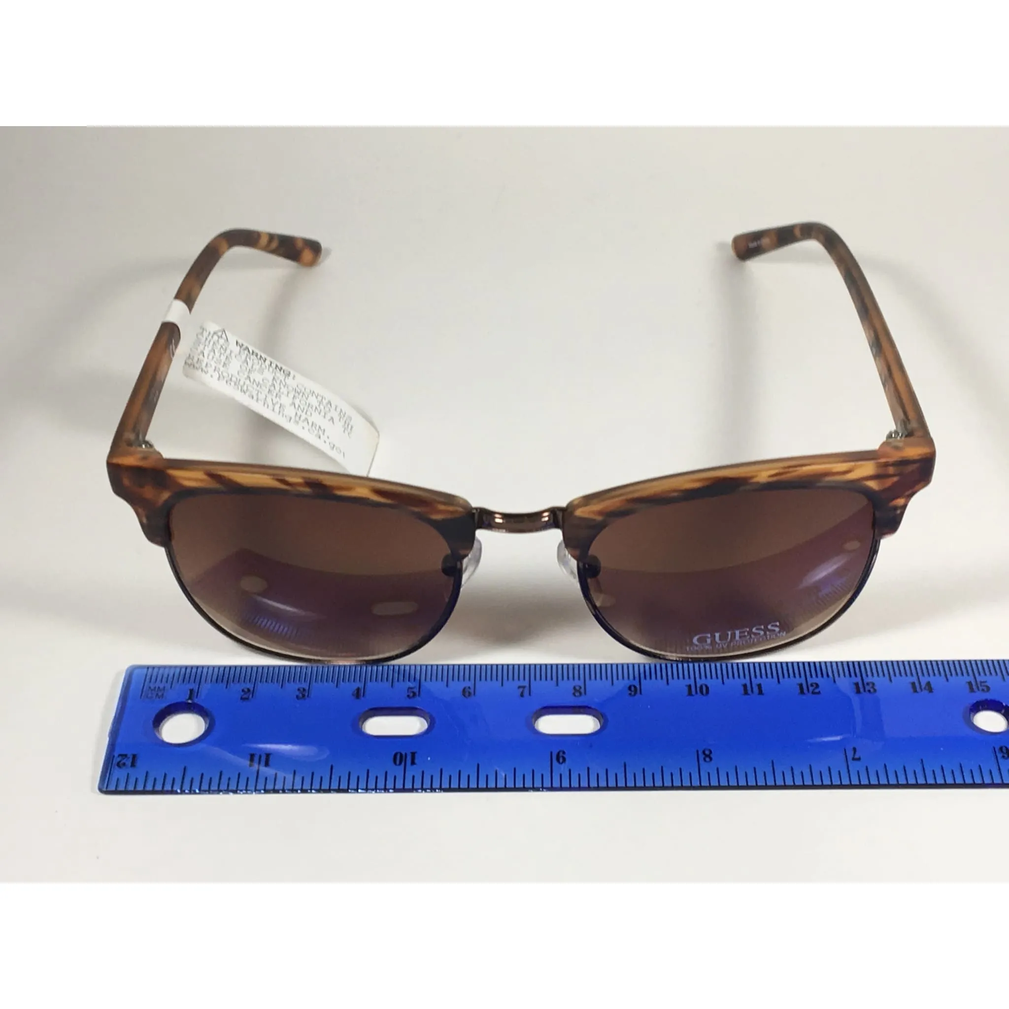 Guess Square Club Sunglasses Brown Wood Havana Frame Brown Gradient Lens GF0170 49F
