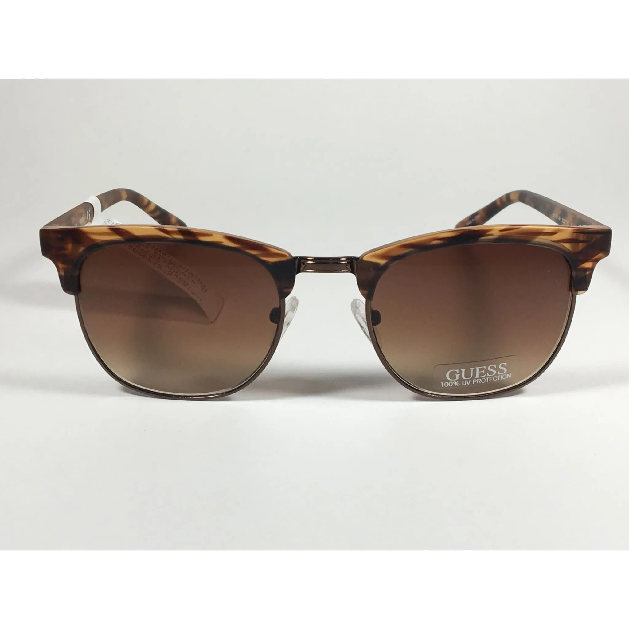 Guess Square Club Sunglasses Brown Wood Havana Frame Brown Gradient Lens GF0170 49F