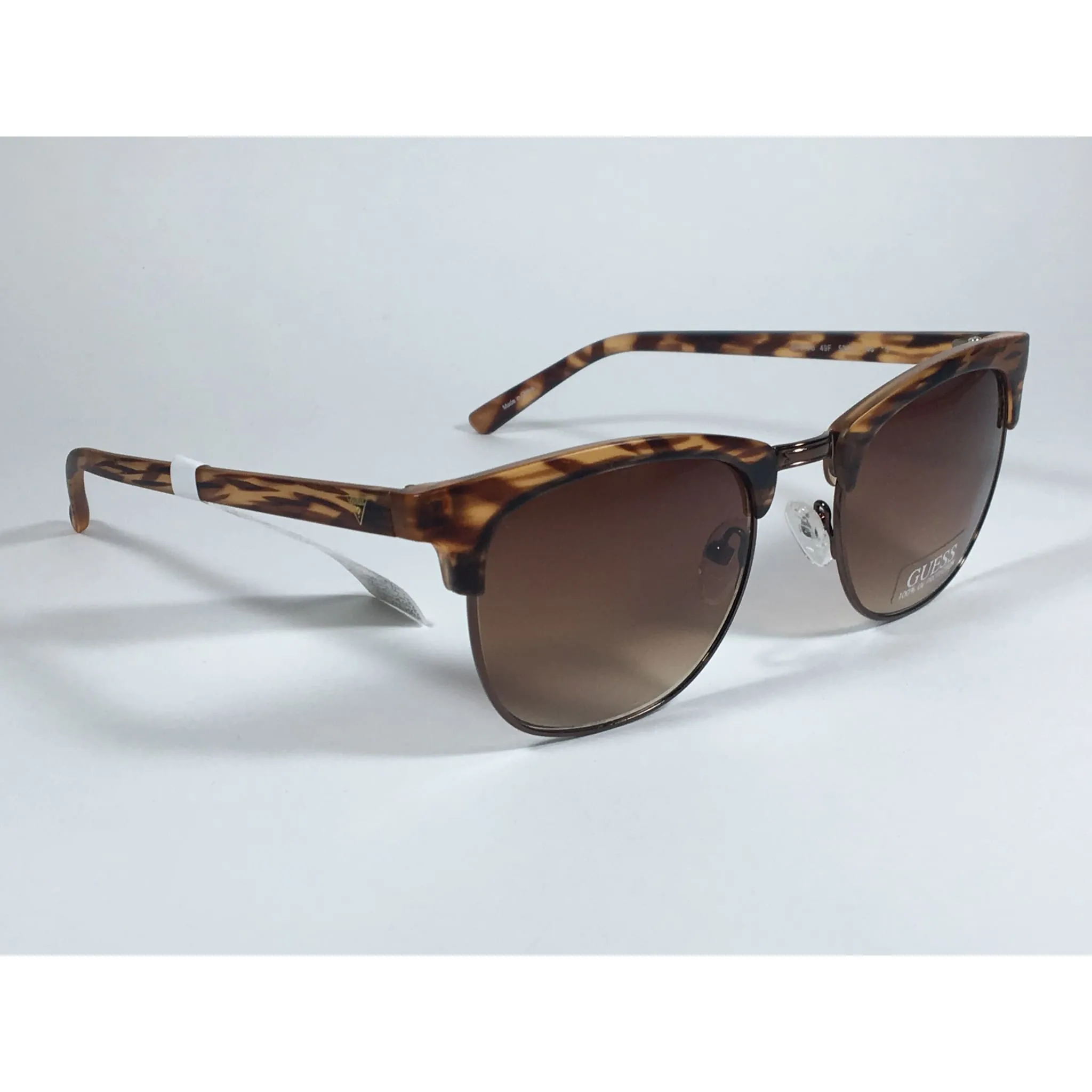 Guess Square Club Sunglasses Brown Wood Havana Frame Brown Gradient Lens GF0170 49F