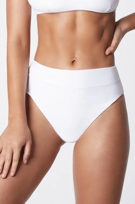 High Waist Bikini Bottom - White