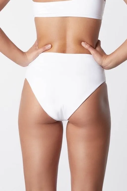 High Waist Bikini Bottom - White