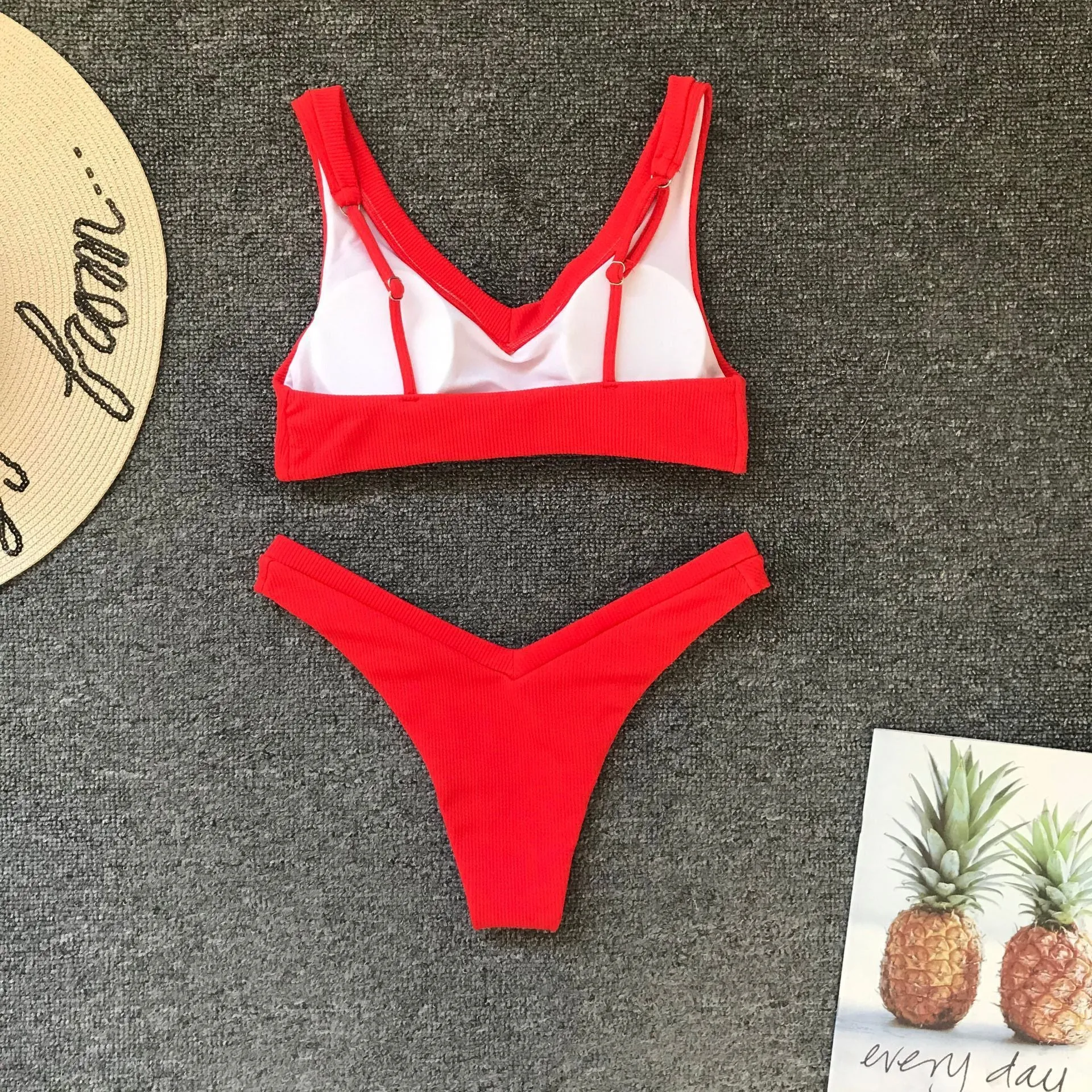 Hot Plain Strappy Mid Rise Thong Bottom Bikinis