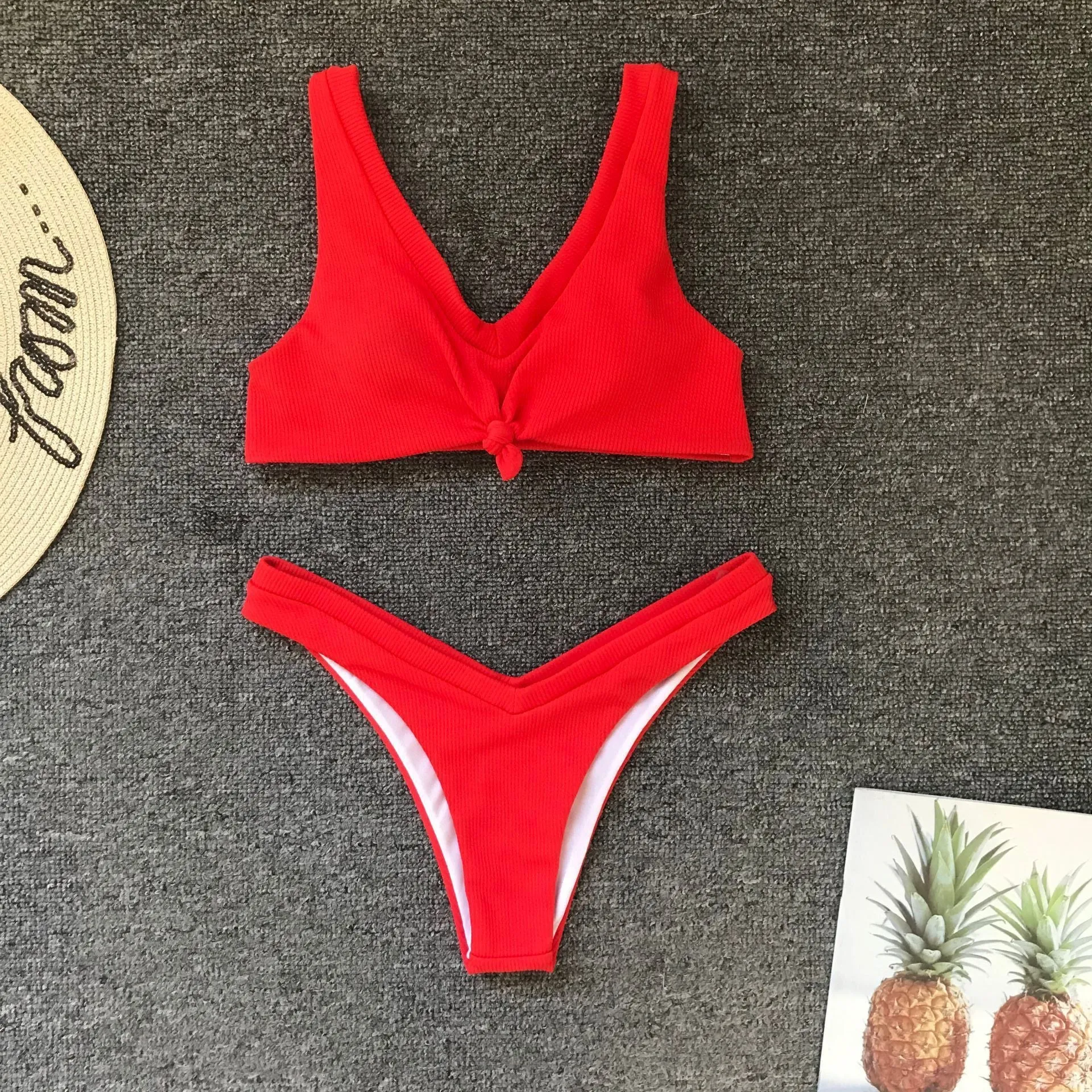 Hot Plain Strappy Mid Rise Thong Bottom Bikinis