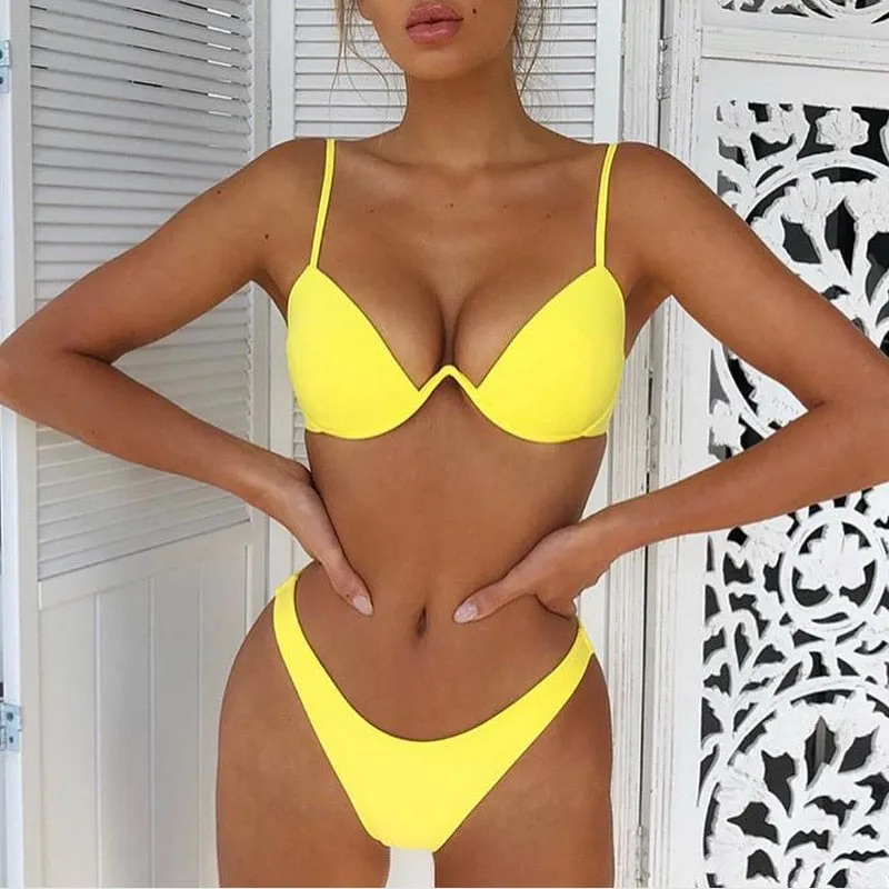 Hot Simple Mid Rise Thong Bottom Bikinis