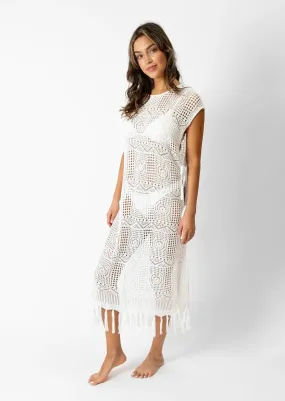 Koy Resort Santorini Fringe Open Knit Dress
