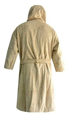 Loomkart Very Fine Export Quality Bath Robes in Beige With Hood in Avioni Zip-Packing- Standard Size