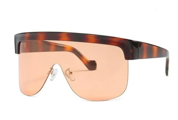 Oversized One Piece Shield Rimless Leopard Print Windproof Visor Sunglasses