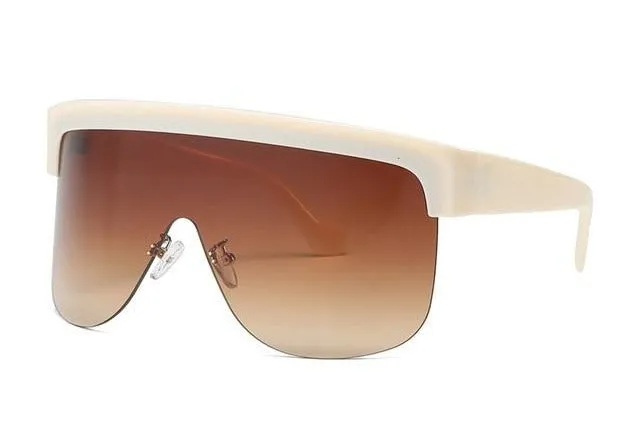 Oversized One Piece Shield Rimless Leopard Print Windproof Visor Sunglasses