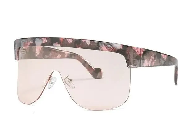 Oversized One Piece Shield Rimless Leopard Print Windproof Visor Sunglasses