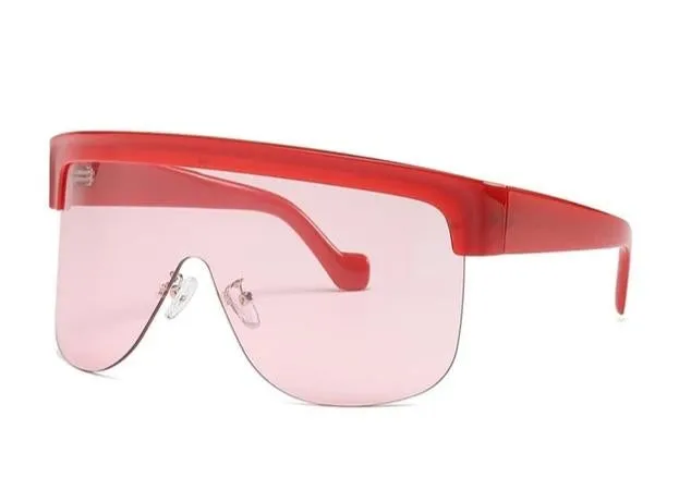 Oversized One Piece Shield Rimless Leopard Print Windproof Visor Sunglasses