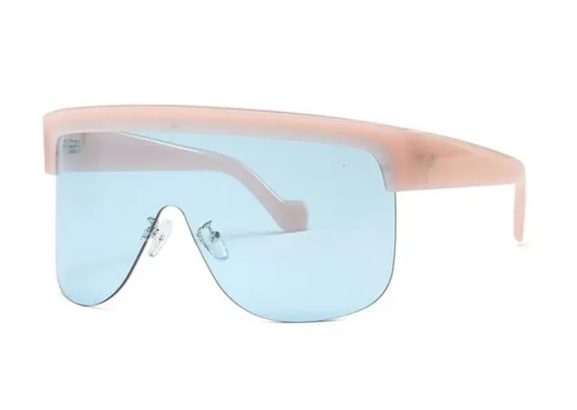 Oversized One Piece Shield Rimless Leopard Print Windproof Visor Sunglasses