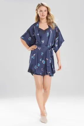Papillon Printed Feathers Satin Robe