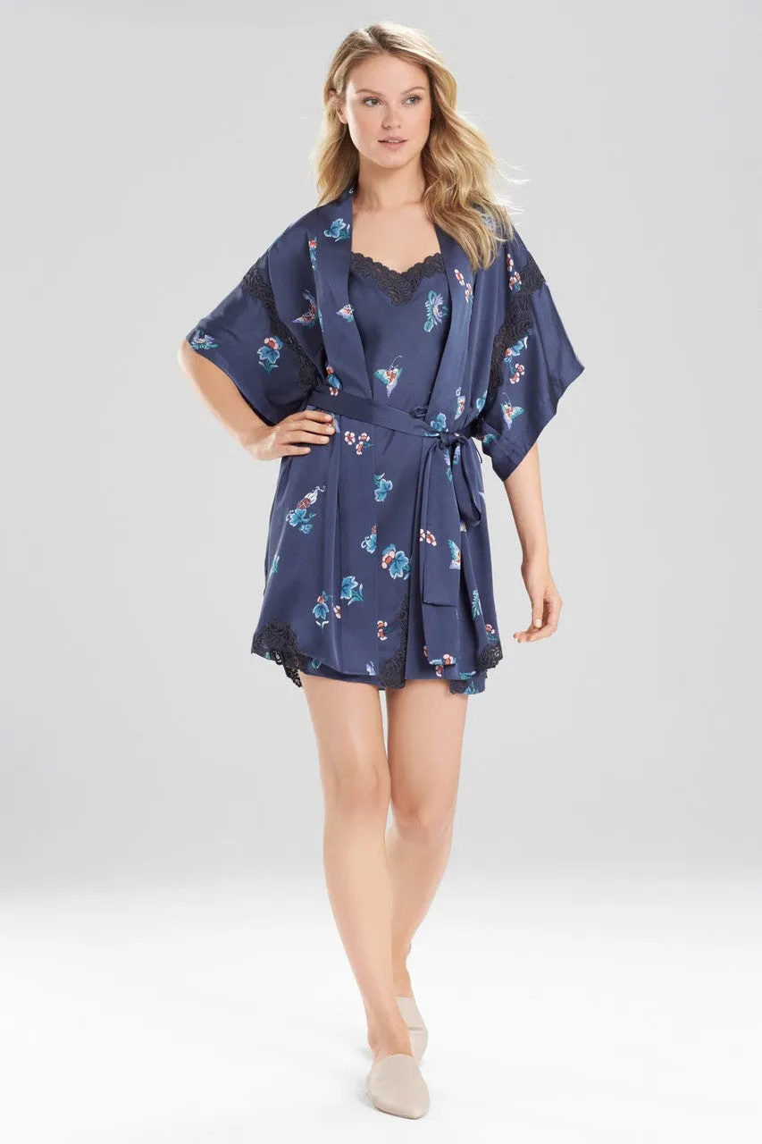 Papillon Printed Feathers Satin Robe