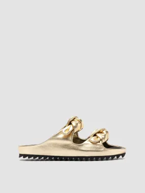 PELAGIE 010 - Gold Leather Slide Sandals