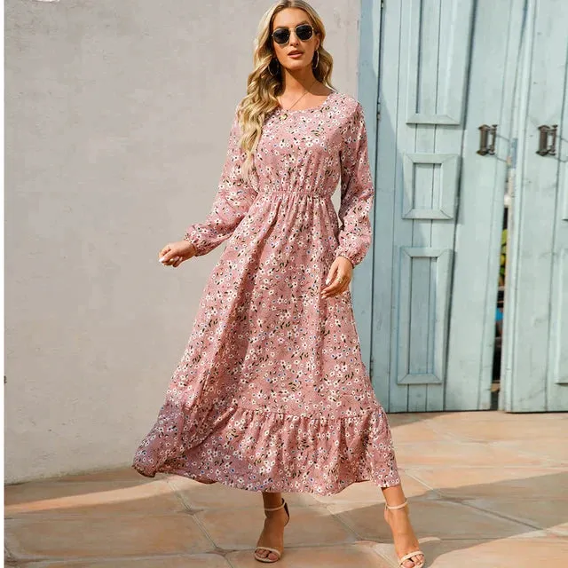 Petra - Robe florale à la mode avec encolure ronde
