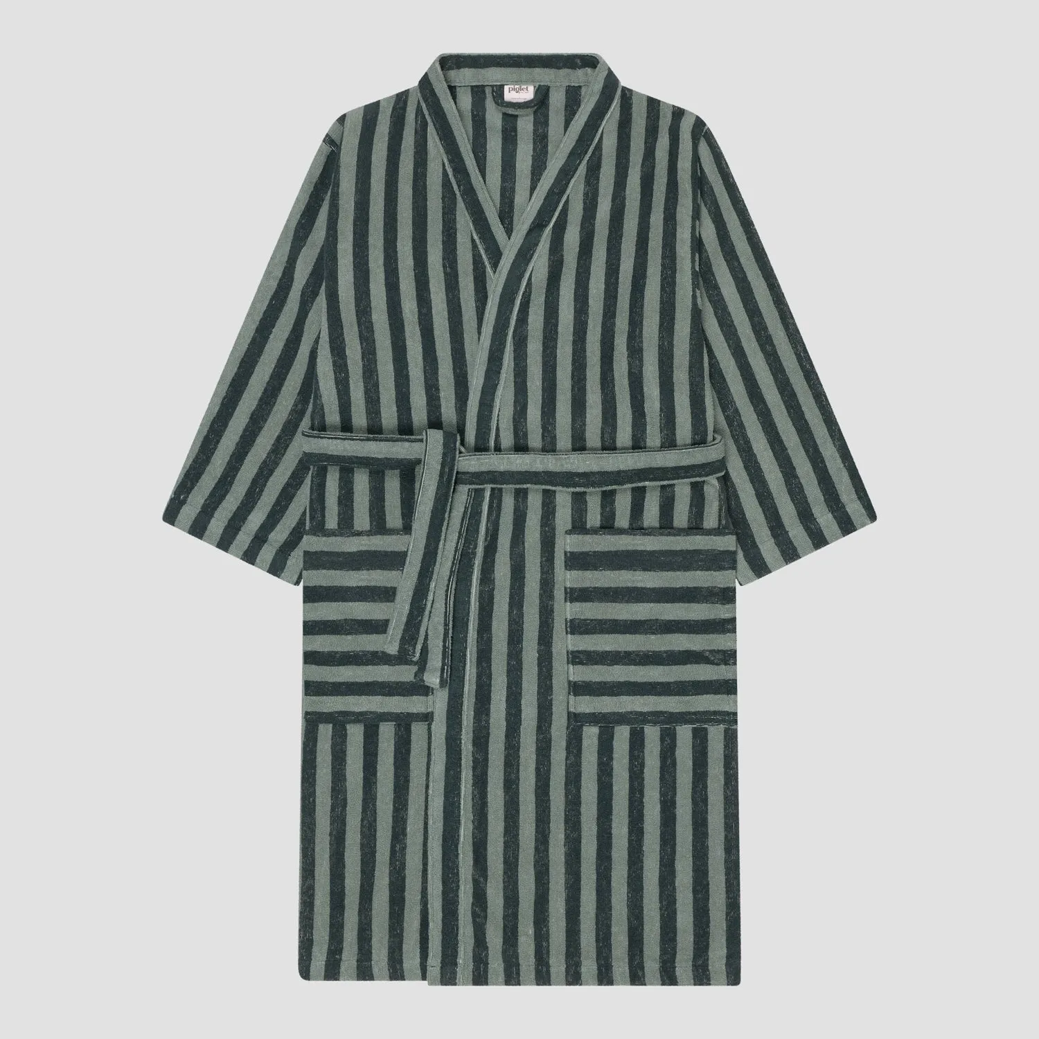 Pine Green Pembroke Stripe Cotton Robe