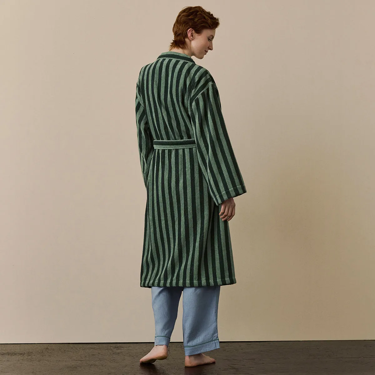 Pine Green Pembroke Stripe Cotton Robe