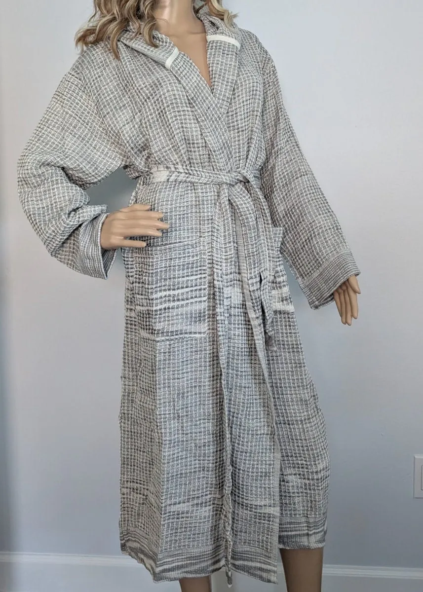 Radiant Bathrobe Collection – Hooded Waffle Weave Turkish Cotton Robes, Soft & Breathable