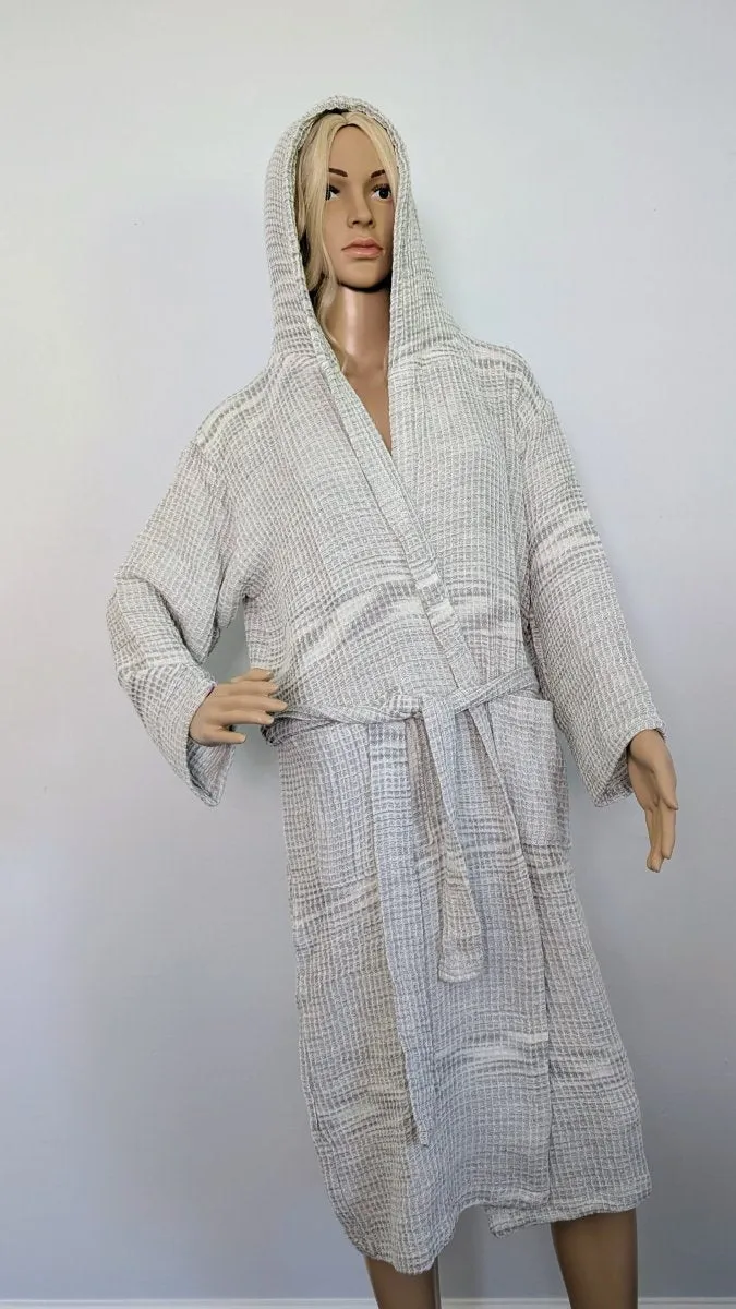 Radiant Bathrobe Collection – Hooded Waffle Weave Turkish Cotton Robes, Soft & Breathable