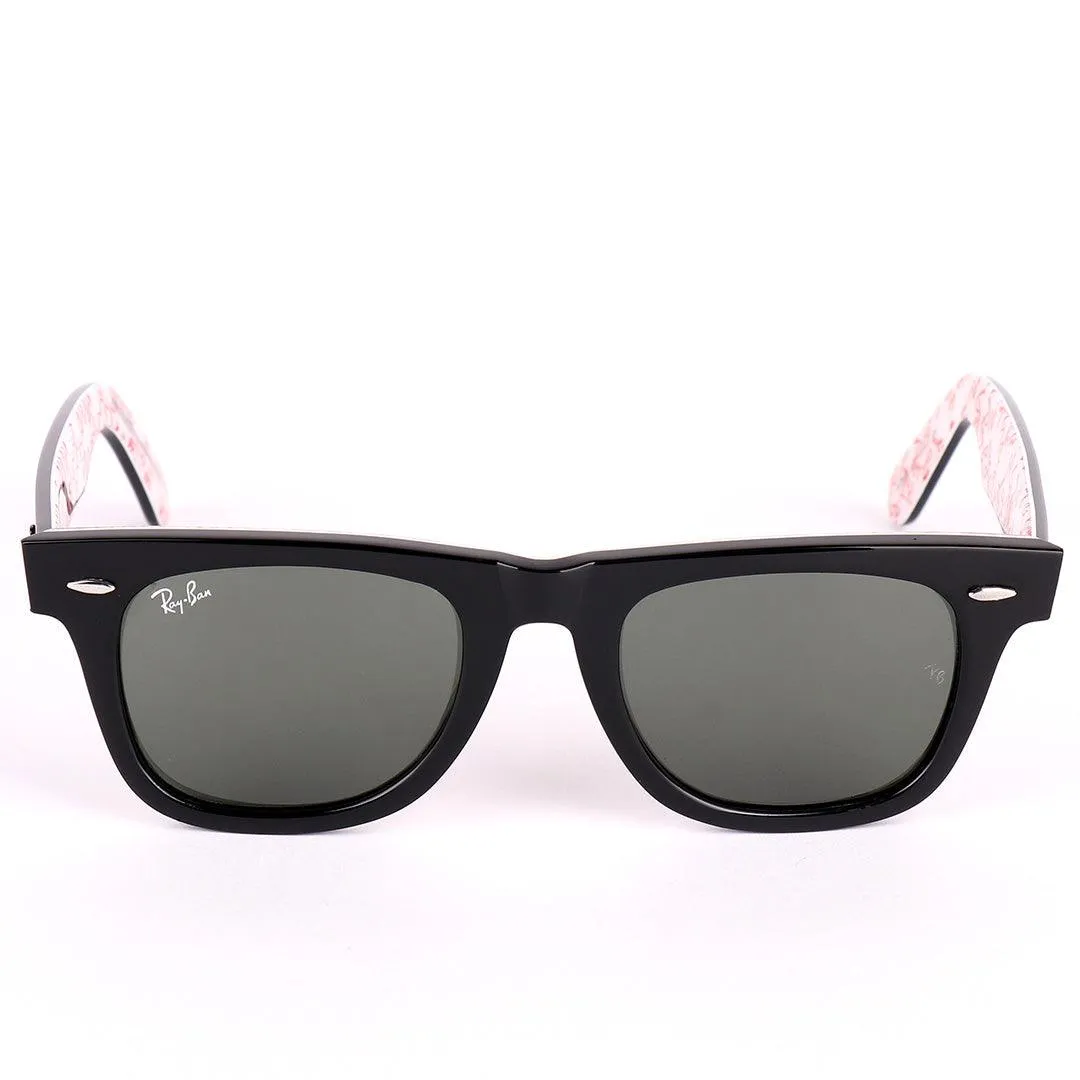 Ray-Ban All Black Wayfarer Red Signature Scripted Sunglasses