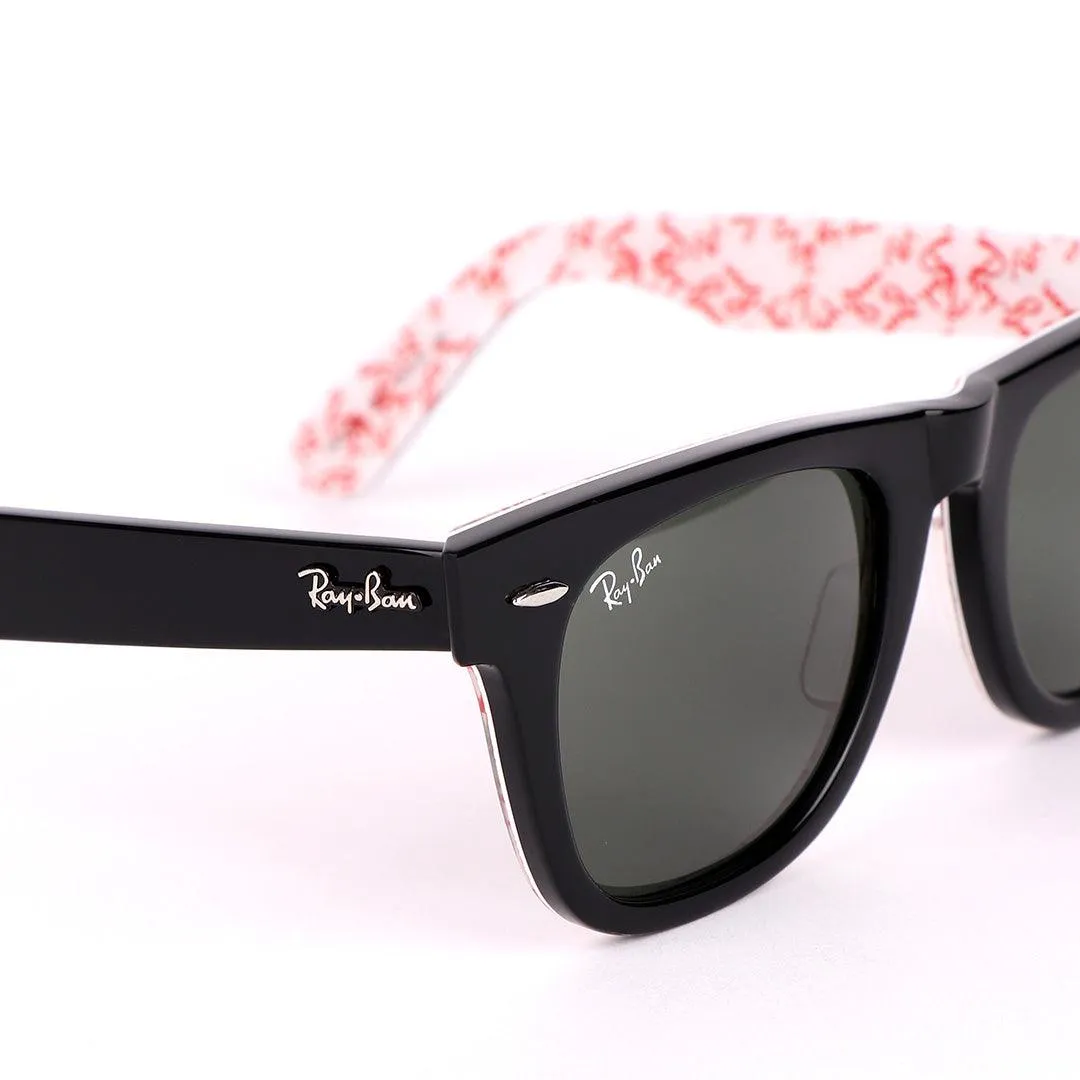 Ray-Ban All Black Wayfarer Red Signature Scripted Sunglasses