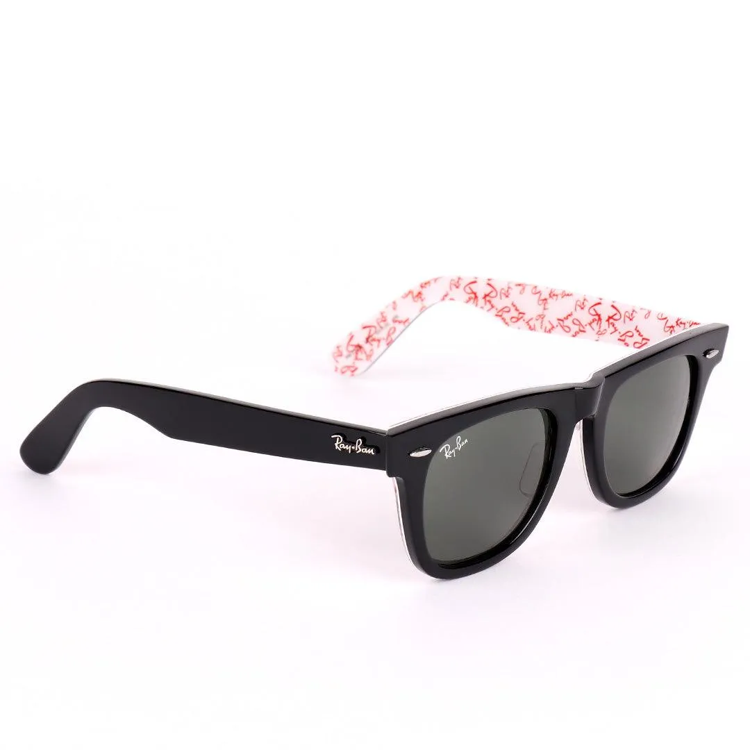 Ray-Ban All Black Wayfarer Red Signature Scripted Sunglasses