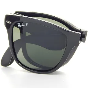 Ray-Ban Foldable Wayfarer Black And Green Lens Sunglasses
