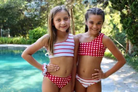 RED STRIPE/RED CHEX 1 SHOULDER BIKINI
